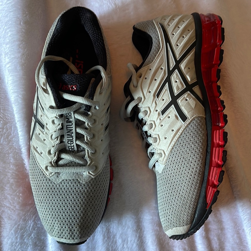 ASICS Gel-Quantum 180 2 MX Shoe - Men's Running Glacier Grey/Phantom/Fiery Red.